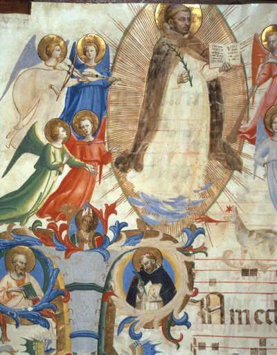 Ms 558 f.67v San Domingo rodeado de ángeles músicos (detalle) de Fra Angelico